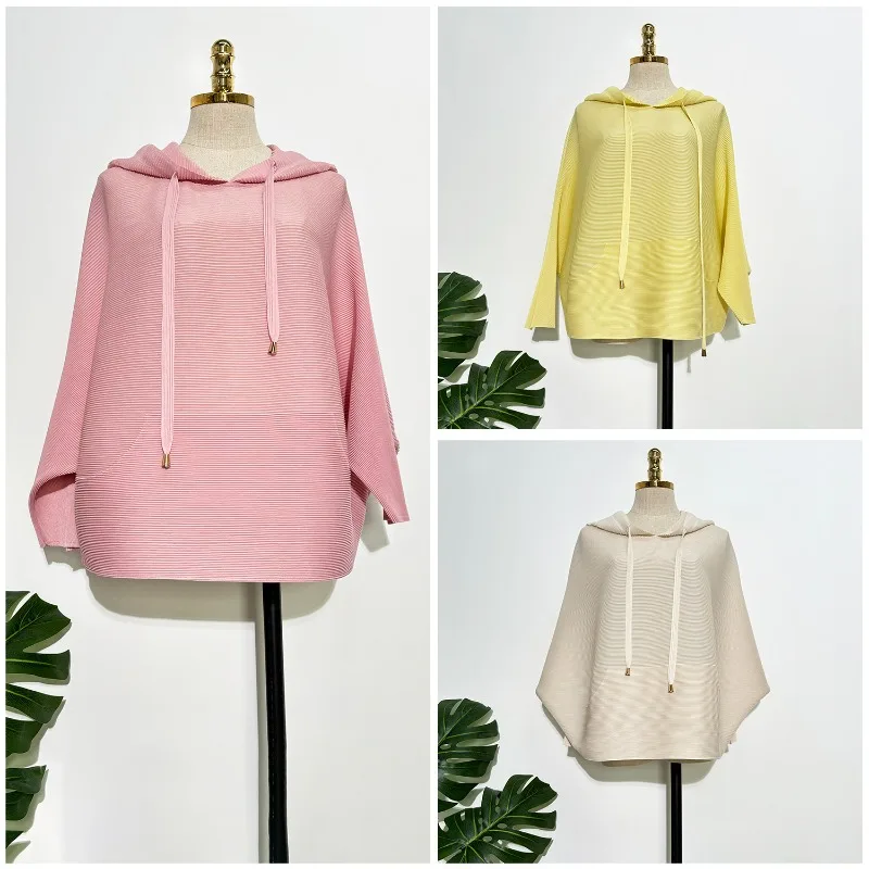 

Miyake Pleated 2025 Spring/Autumn New Arrival Pleated Hooded Sweatshirt Casual Fashion Loose-Fit Versatile Top for Women