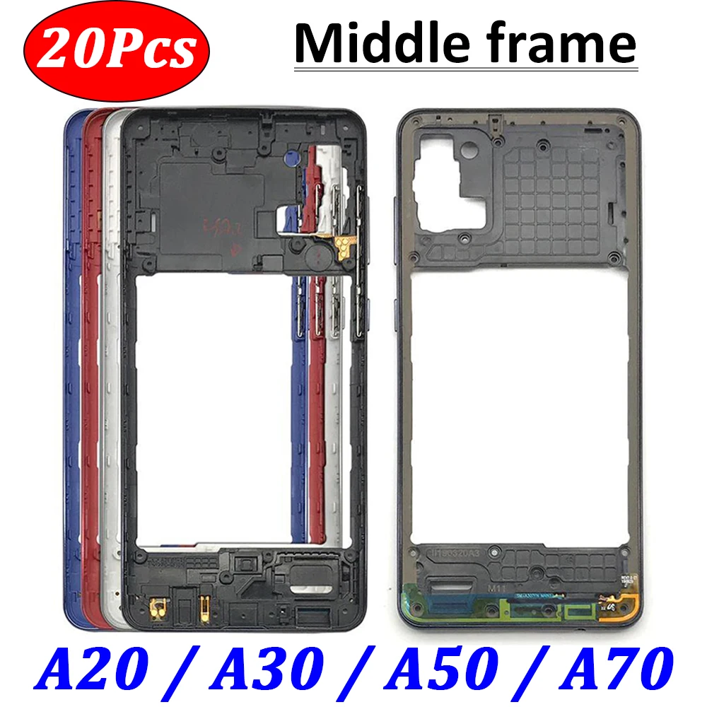 

20Pcs，NEW Middle Frame Housing Middle Frame Bezel Middle Plate Cover With Volume Side Key For Samsung A20 A30 A50 A70