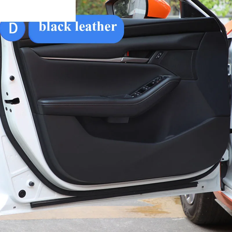 

Suede Leather Carbon Fiber Sticker Door Anti Kick Cover Door Sill Protection Mat Accessories For Mazda 3 Axela 2019=2024