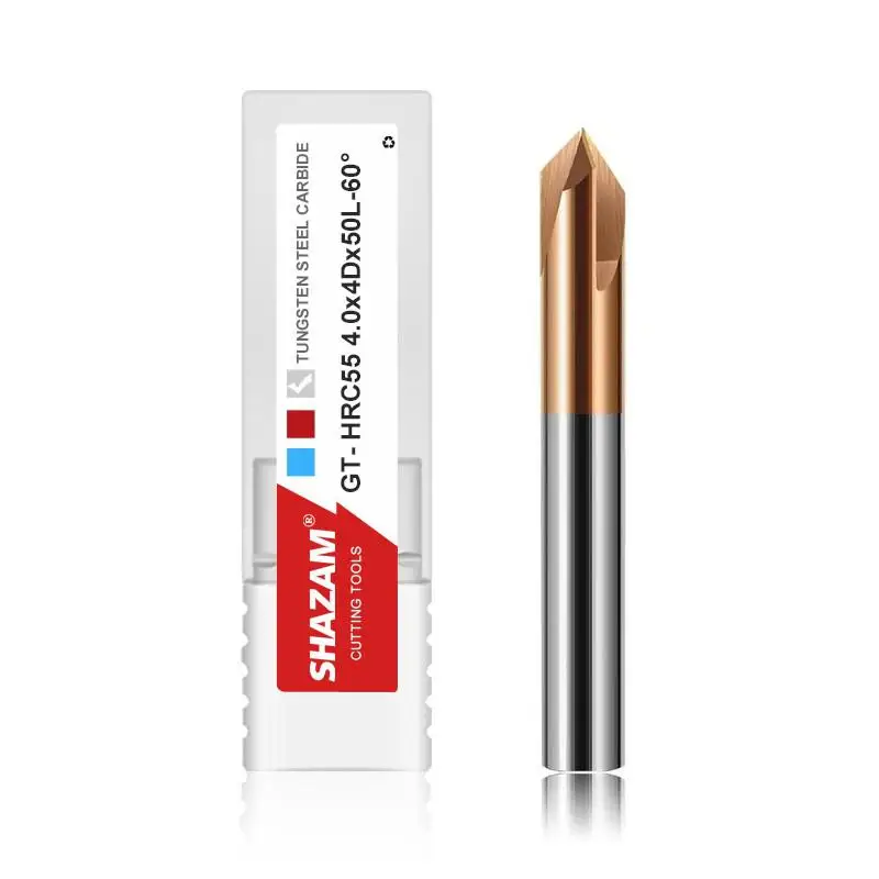 Shazam Hrc65 3-Fluit Wolfraam Staal Carbide 60/90/120 Graden Afschuining Frees Cnc Router Bit Gravure Eindmolen Gereedschap