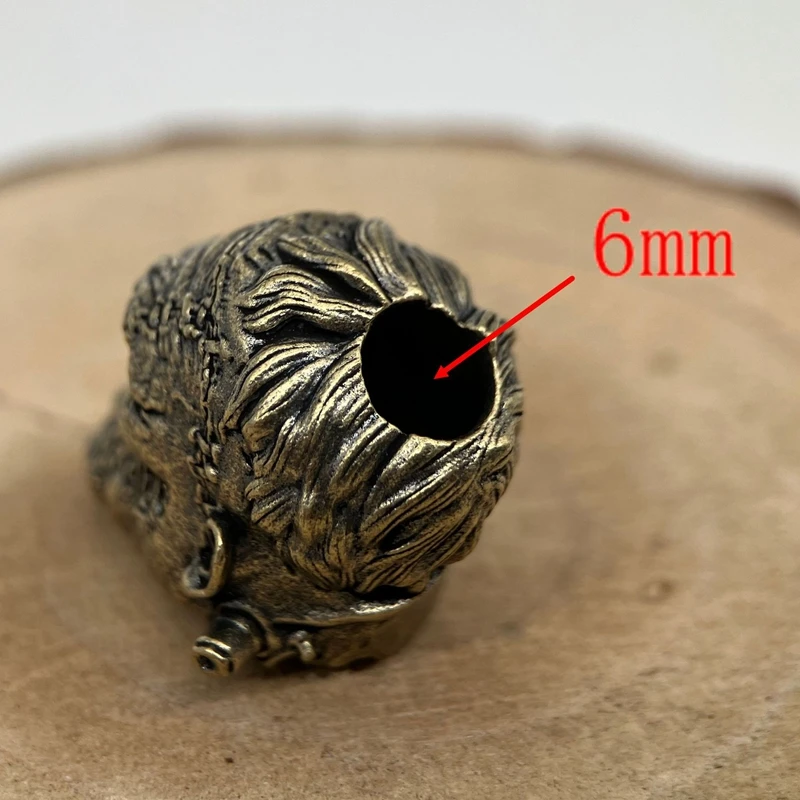 Crazy scientist Head Sculpture Brass Knife Bead EDC DIY Paracord Woven Bracelet Lanyard Pendants Accessories Outdoor Tool Charm - view 3