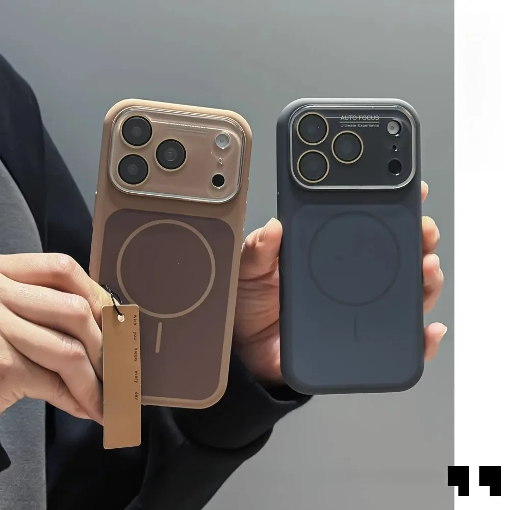 

For iPhone 17 Pro Max Case Titanium Gray Magnetic Large Window Glass Lens Protector Shockproof Compatible with iPhone 16 15 14
