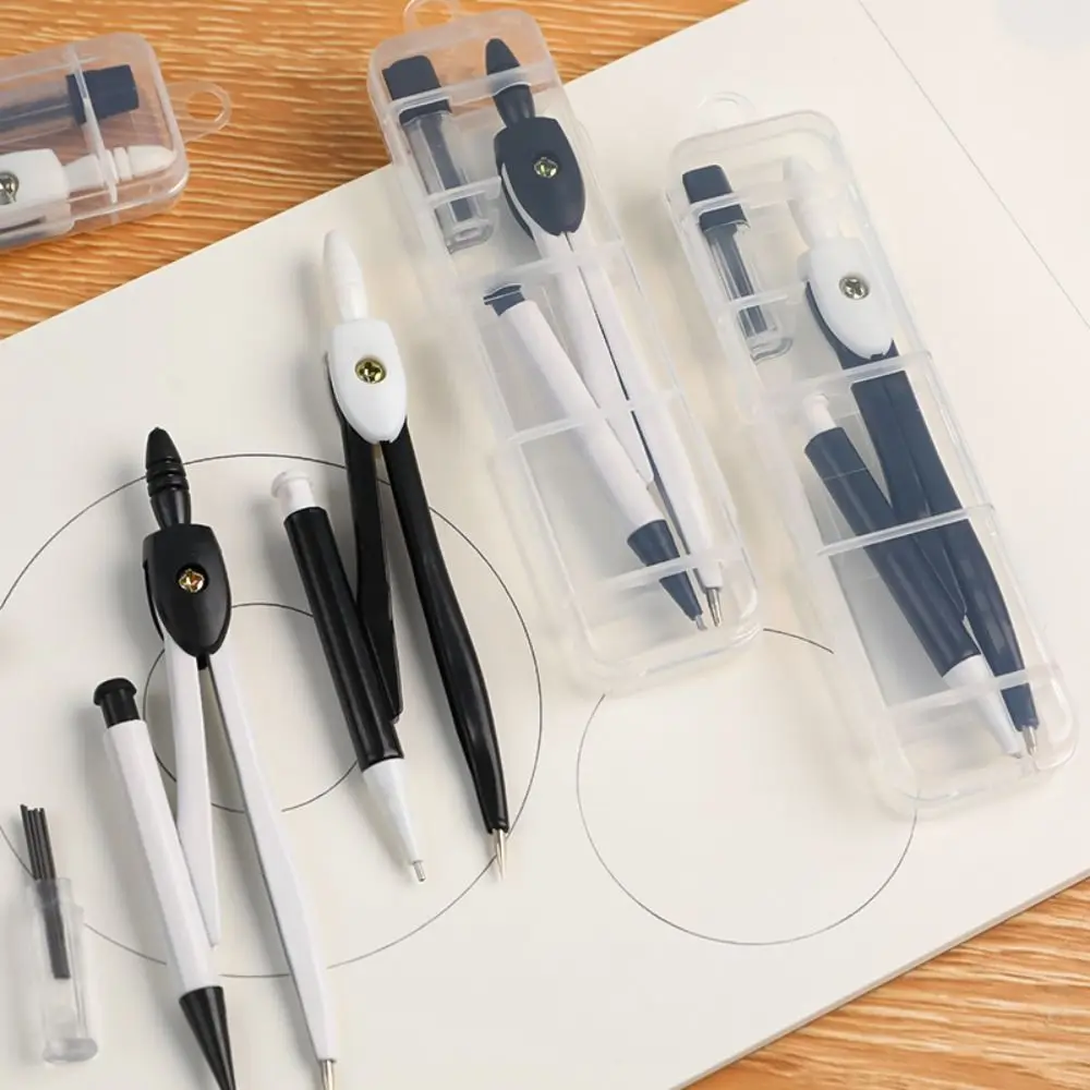 With Pencil Refills Lead Compass Drawing Set High Precision Pencil Attachment Geometric Drawing Ruler Math Metal Teaching Aids