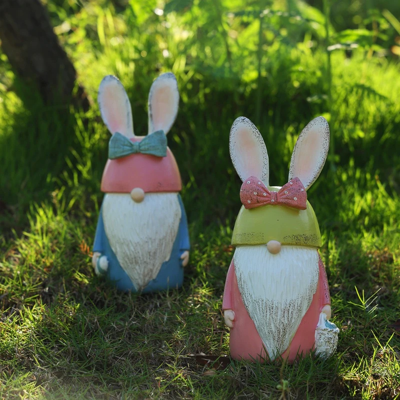 Nordic Creative Easter Rabbit Ornament Cartoon Resin Crafts Outdoor Courtyard Garden Decoration Accessories garden decoration