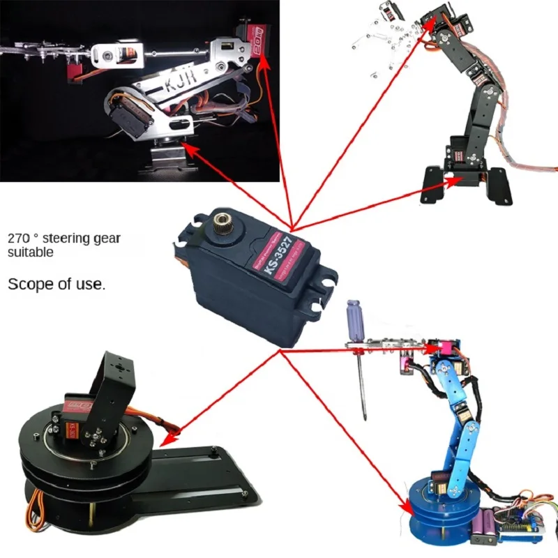 Metal Digital Servo KS-3527 High Torque Steering Gear 270 degree Robot Servo for Arduino Robot Arm DIY Part Model Accessories