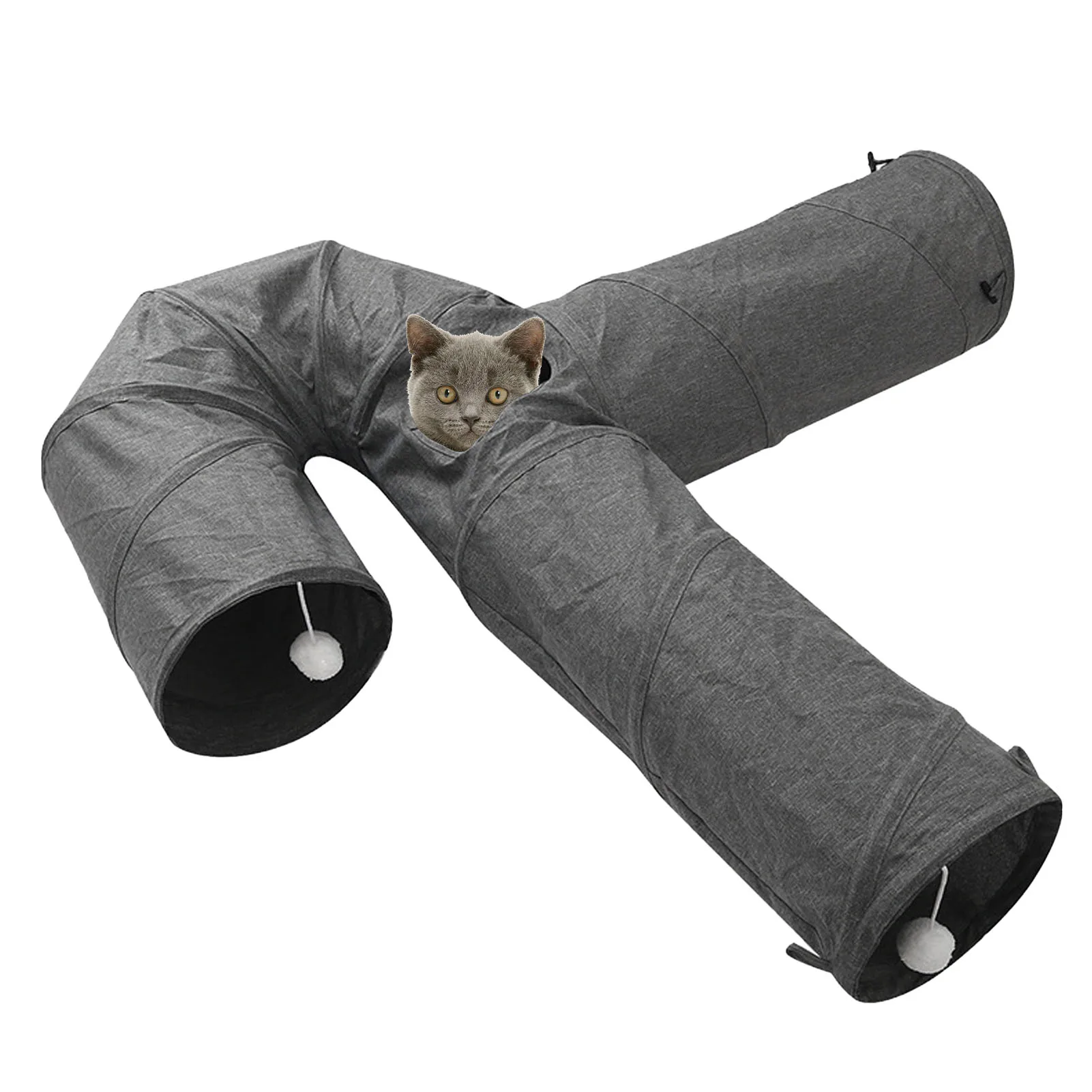 Cat Tunnel For Indoor Cats Foldable Cat Playhouse Tunnel 3 Way Tunnel With Bell Ball For Pet Play Puzzle Exercising Hiding