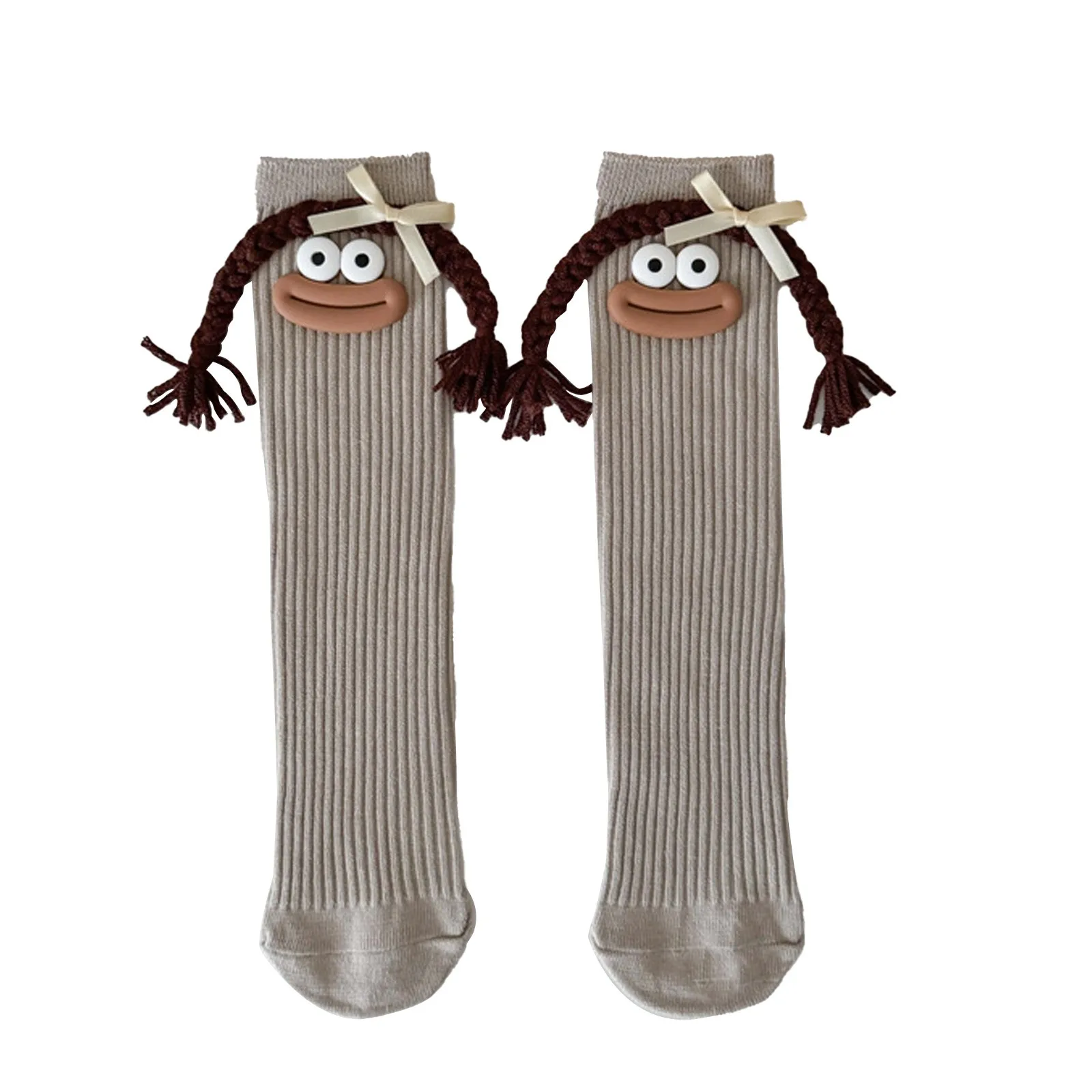 Frau Mittlere Länge Kawaii Cartoon Bunte Socke Mädchen Großen Mund Zöpfe Lustige Baumwolle Lange Socken Weibliche Nette Über Knie Hohe Strümpfe – Detail 13