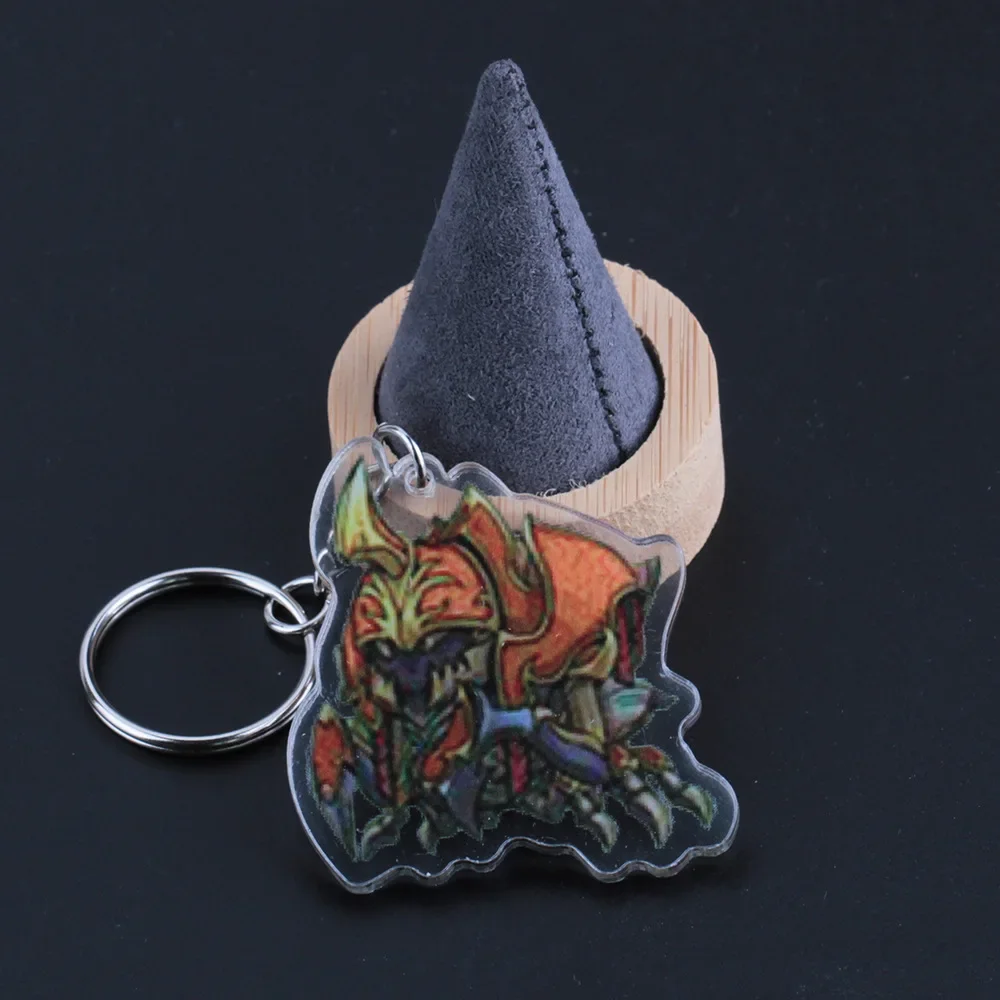 DOTA2 Acrylic Plastic Hero Pendant Keychain for Men Women Backpack Car Accessories Gadget Key Ring Fans Collectible Jewelry Gift