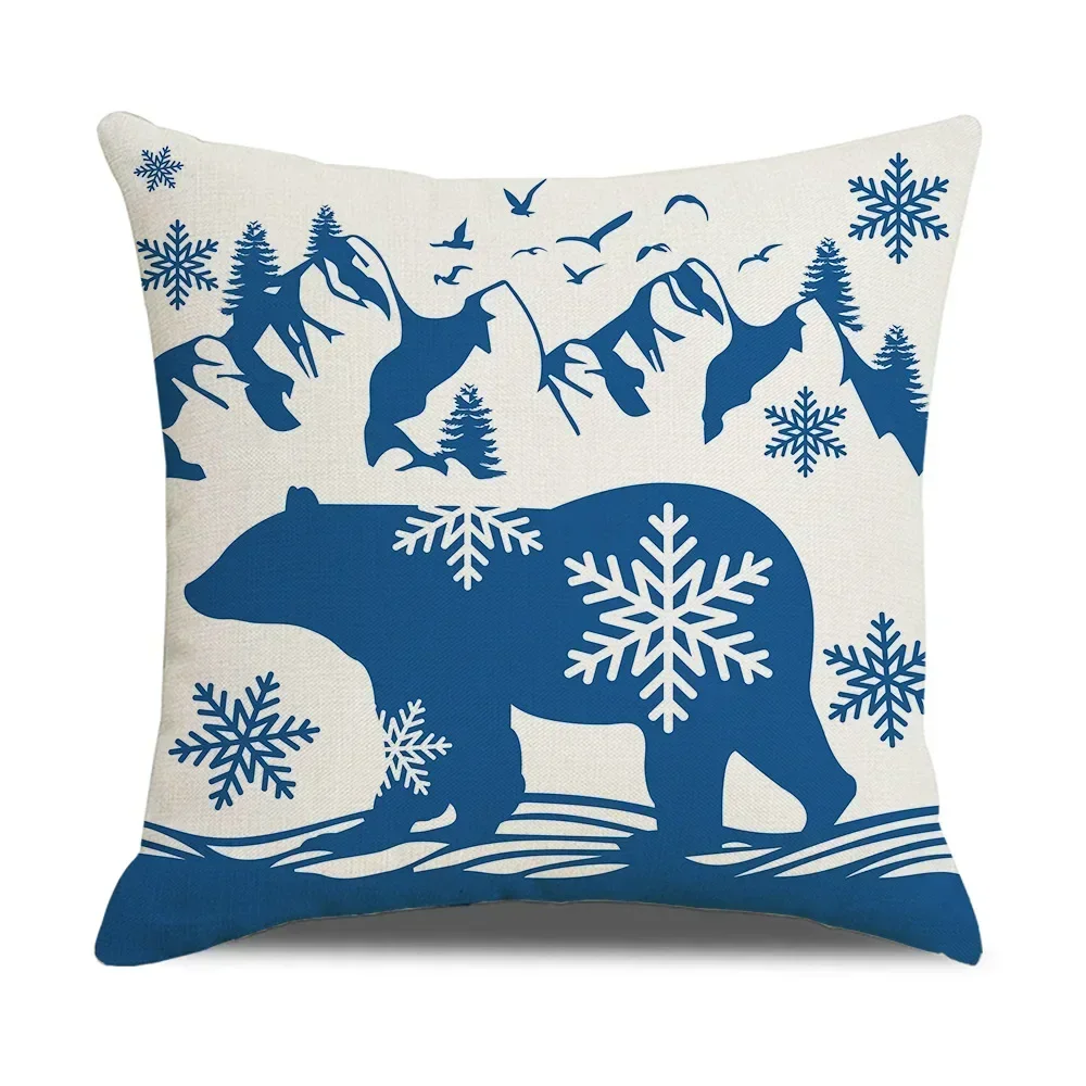 Xmas Cushion Cover Pillowcase Holiday Decor Christmas Pillow Covers Antler Bear Snowflake Christmas Tree Pillow Case