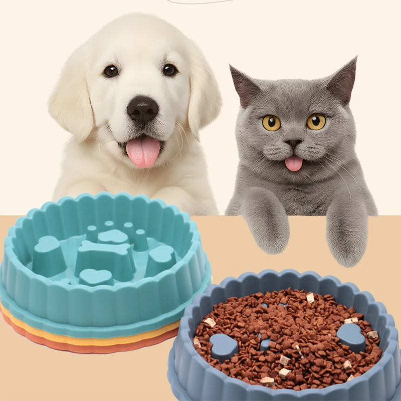 

High-capacity Spill-proof Slow Feeder Bowl for Pets Anti-choking Easy To Clean Safe Plastic Dog Bowl Pet Food Storage Container