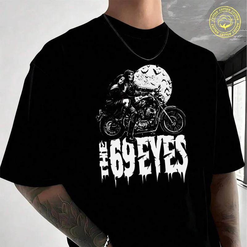 

Men Cotton T-Shirt Motorcycle Rider With Skull Mask Moto T Shirt O-neck Short Sleeve Tees Fashion Hip Hop Tshirt