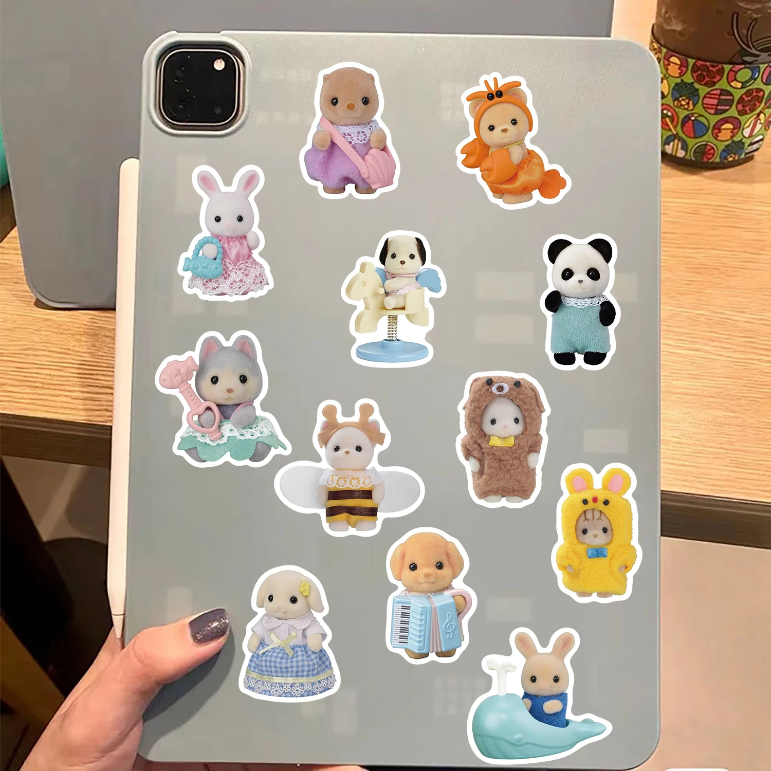 55PCS Calico Critters Stickers Children\'s Cartoon Doll Decals DIY  Notebook Luggage Laptop Notebook Decoration Sticker Toy﻿