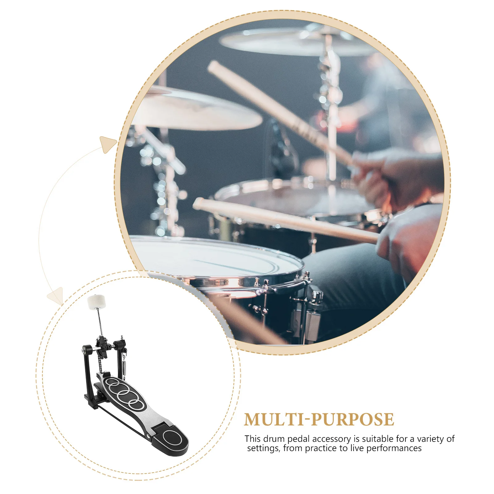 

1pcs Single Bass Pedal Aluminum Alloy Drum Set Kick Pedal Replacement Drum Kit Accessory Percussion Instrument Parts