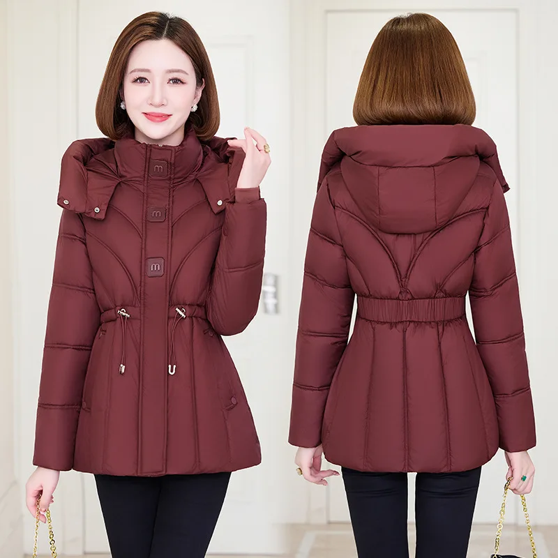 Novo inverno algodão-acolchoado casaco feminino parkas longo mãe embalado cintura moda para baixo jaqueta de algodão médio idosos overwear senhoras