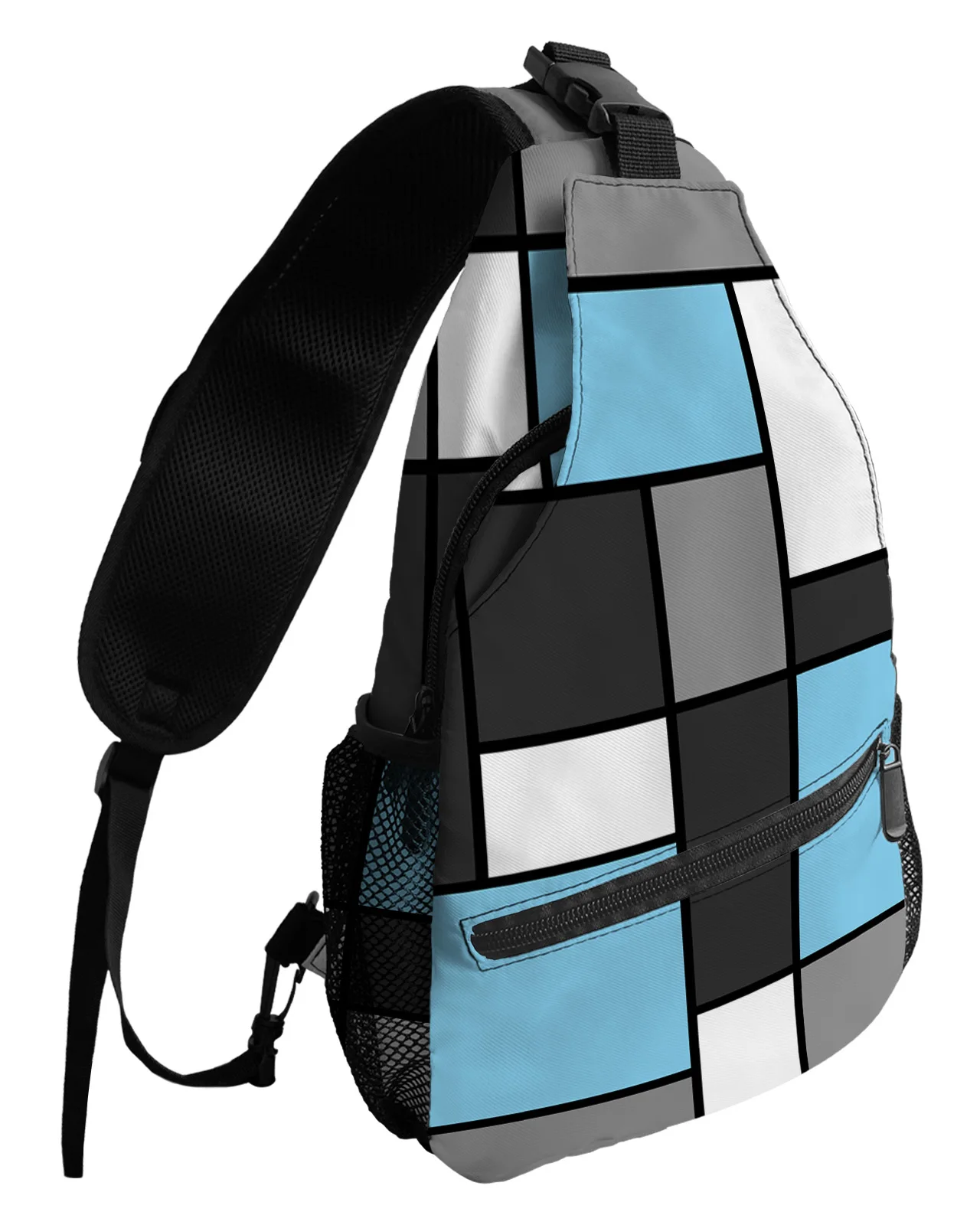 Geometric Figures Sky Blue Abstract Chest Bag for Men Women Casual Crossbody Bag Outdoor Travel Climb Waterproof Sling Bag