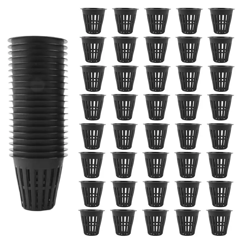 B62B-60 Pack 2 Inch Net Cups Slotted Mesh Wide Lip Filter Plant Net Pot Bucket Basket For Hydroponics