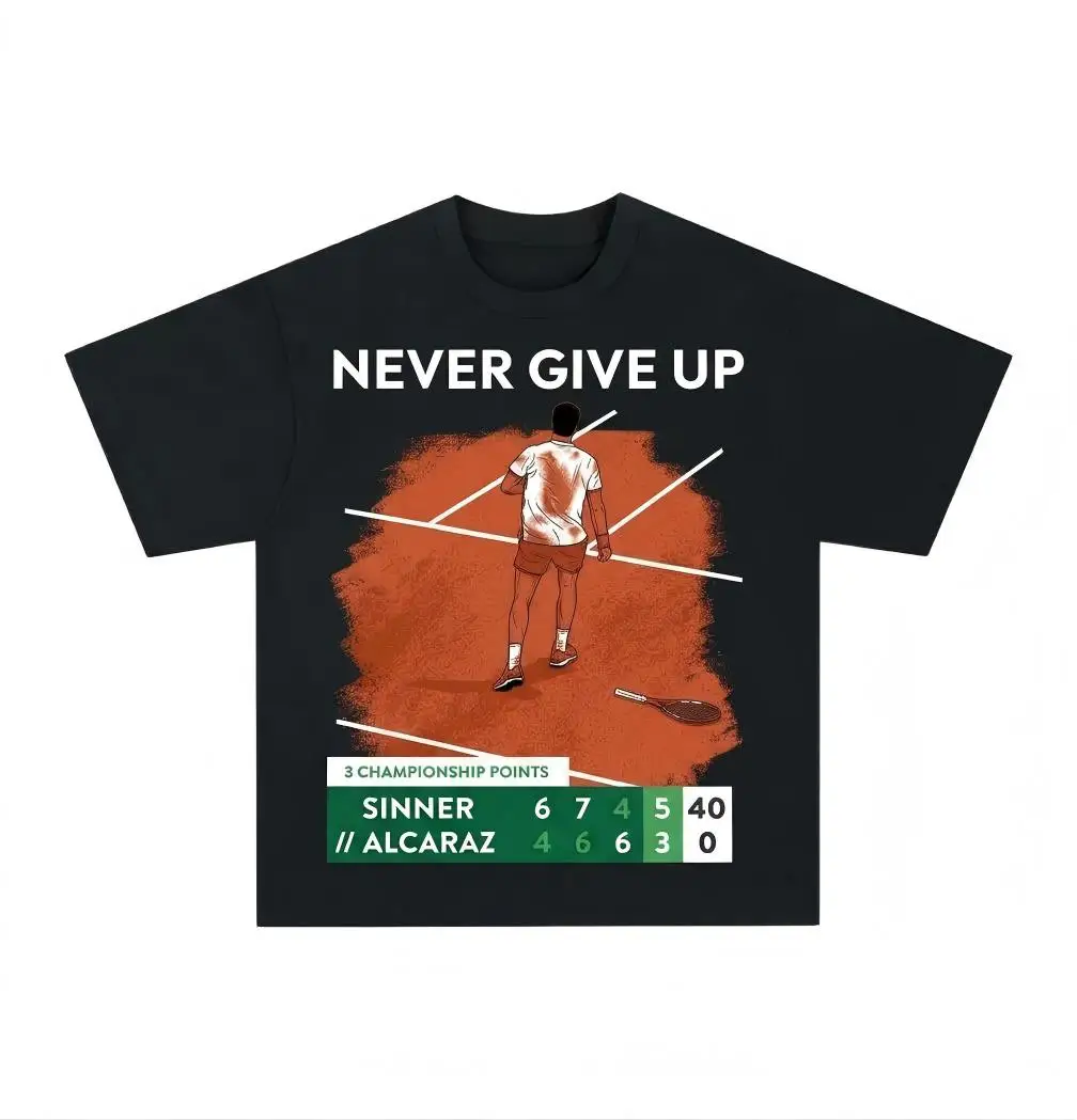 Carlos Alcaraz Tennis American Vintage Loose Cotton Print T-Shirt Loose Casual Trendy Crewneck Tee Men's Casual Sport Top