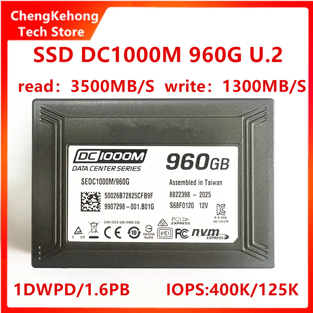 แบรนด์เดิมใหม่สําหรับ KINGSTON SSD DC1000M 960G U.2 อินเทอร์เฟซ PCIE3.0 NVME Solid-State Drive SEDC1000M/960GBK