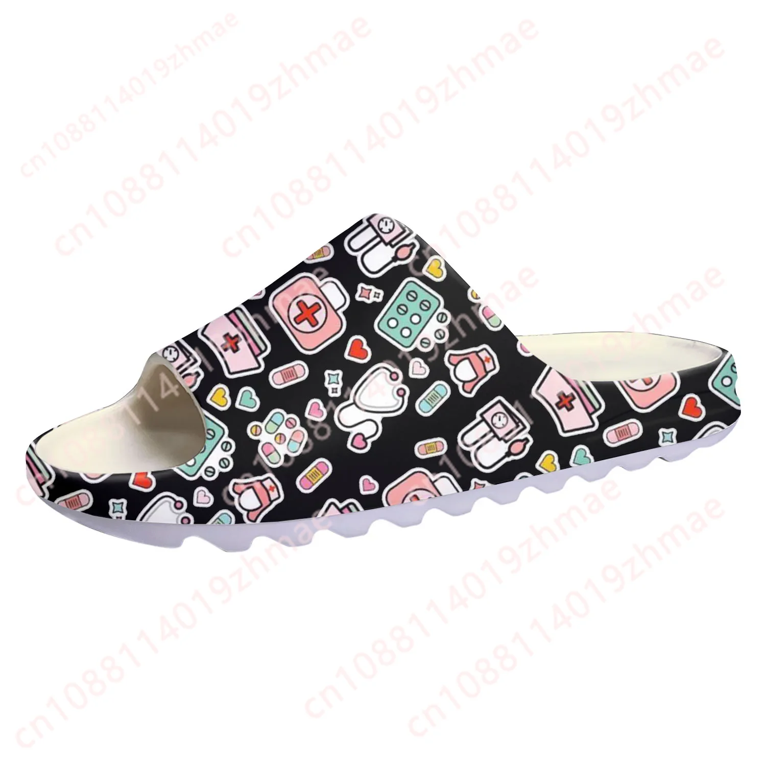 Hospital Medical Nurse Print Custom Soft Sole Sllipers Mens Womens Teenager Home Clogs Custom Beach Water Shoes on Shit Sandals