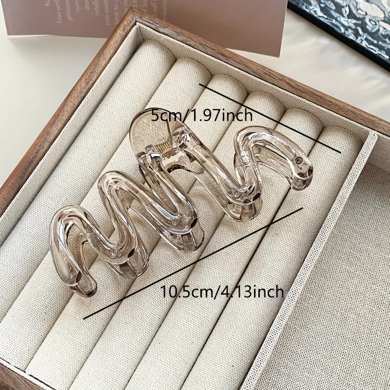 Feminino y2k ondulado alto brilhante âmbar marrom grande leve grampo de cabelo de plástico elegante e minimalista acessórios de cabelo para mulher