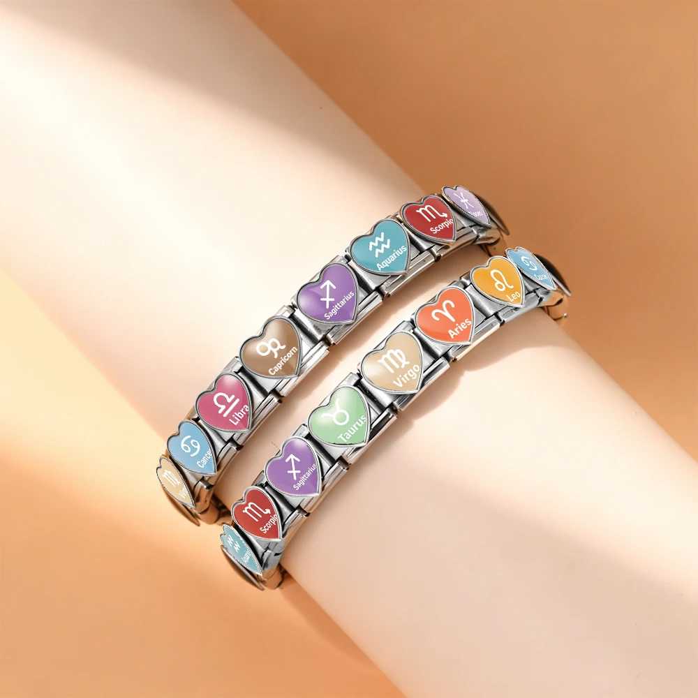 Original Design 12 Sternzeichen Italienisches Gliederarmband 9mm Edelstahl Armband DIY Damen Herren Charms Schmuck Großhandel Herstellung – Detail 6