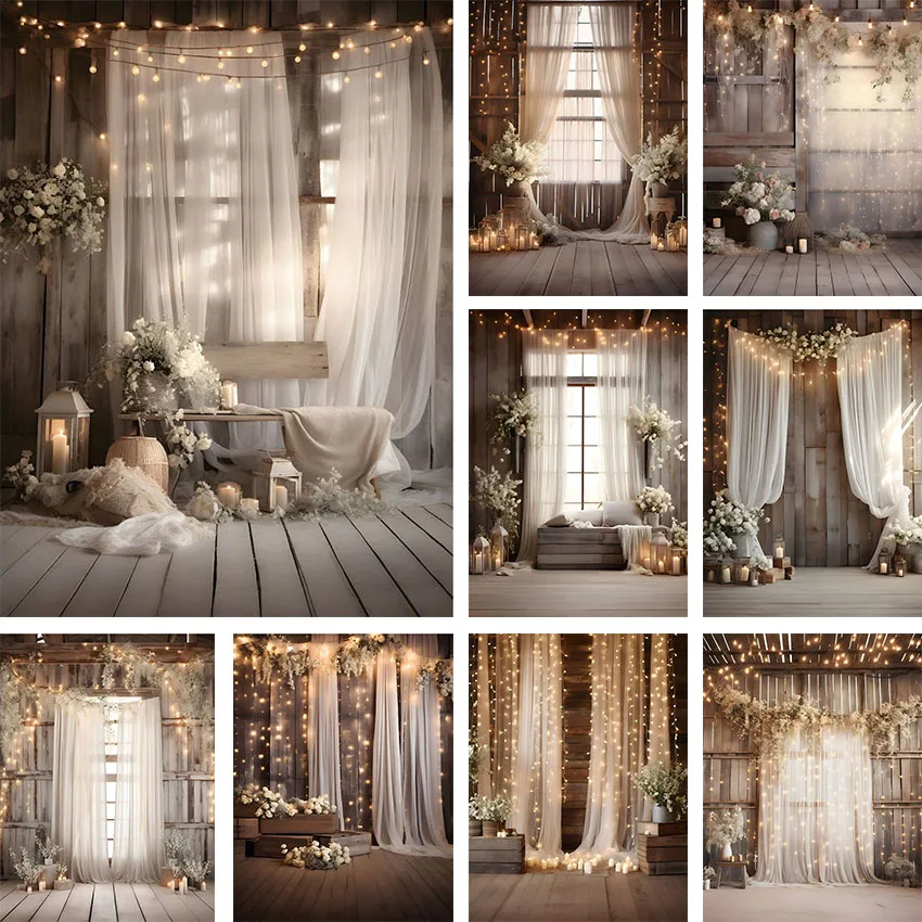 

Mehofond Photography Background Rural Barn Curtain Floral Adult Birthday Wedding Maternity Portrait Decor Backdrop Photo Studio