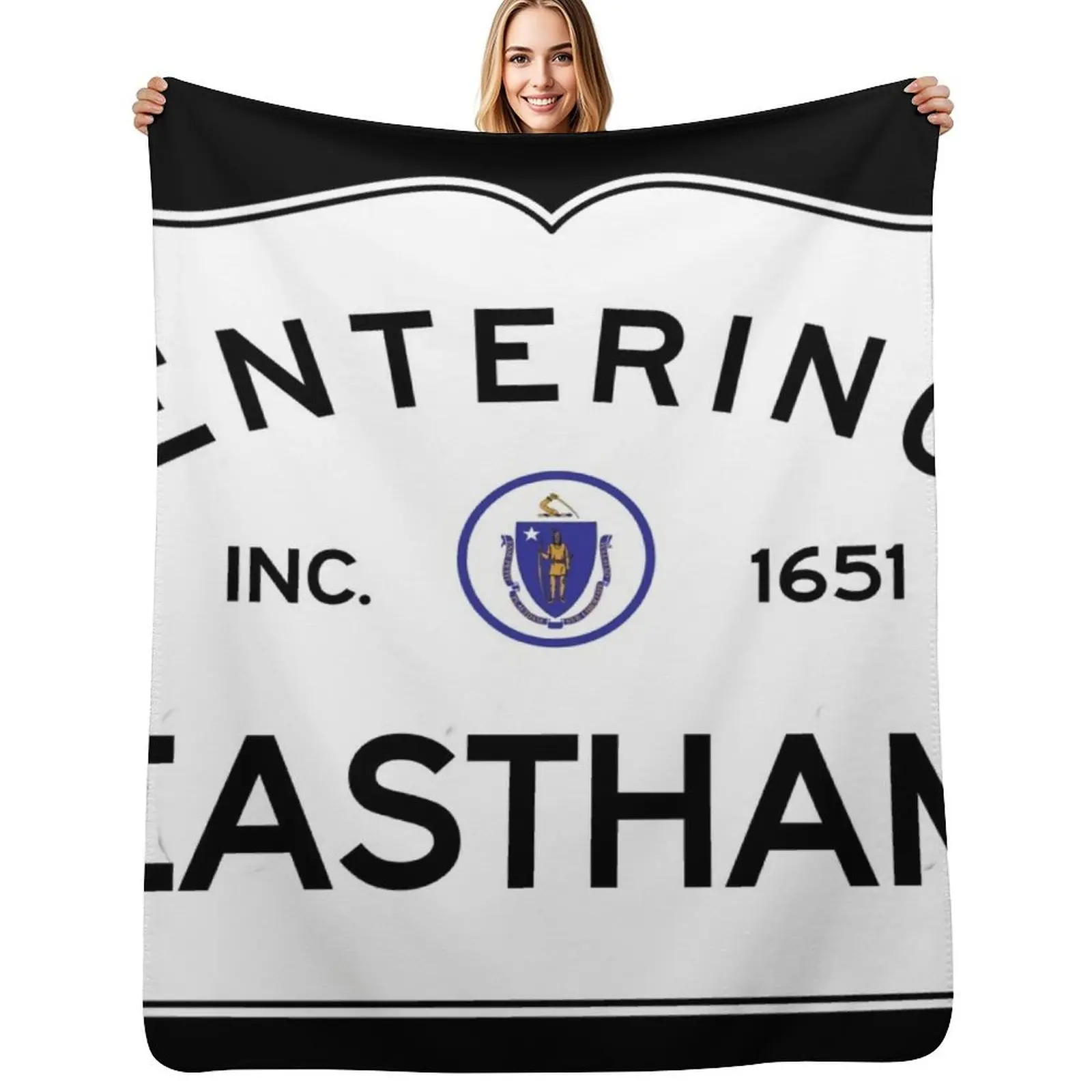 Entering Eastham Massachusetts - Commonwealth of Massachusetts Road Sign Throw Blanket Giant Sofa blankets and throws Blankets