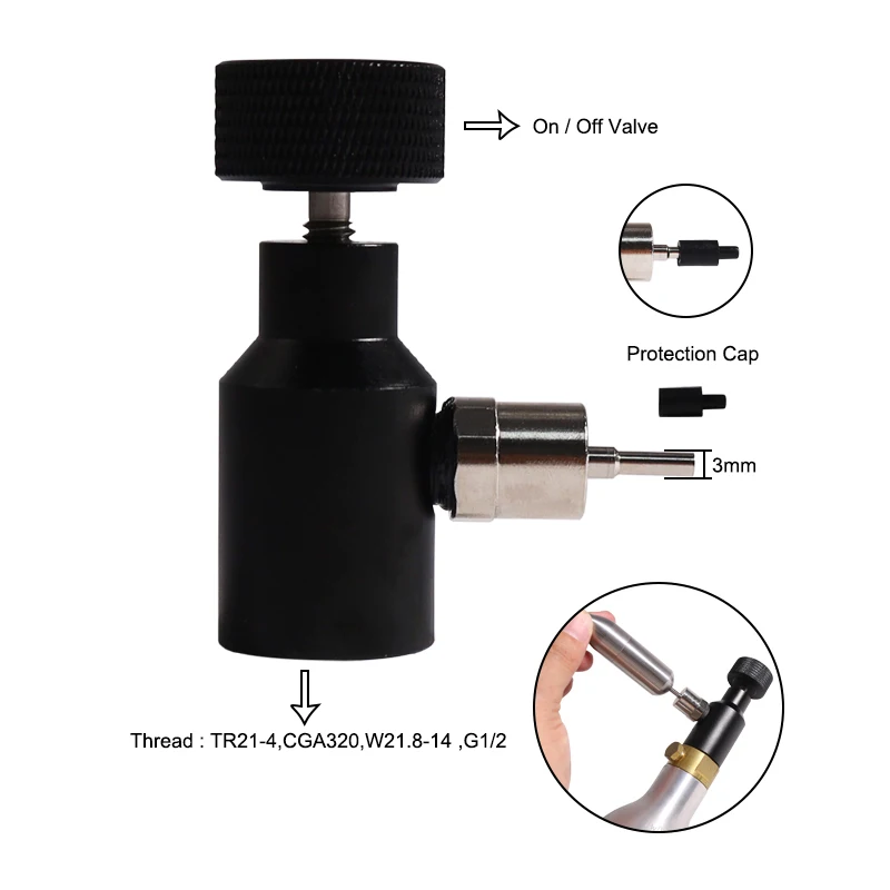 Gas Cylinder Tank Refilling Adapter Fill Station On/Off Aadaptor for Sodastream Quick Charging Soda Water Aquarium Homebrew