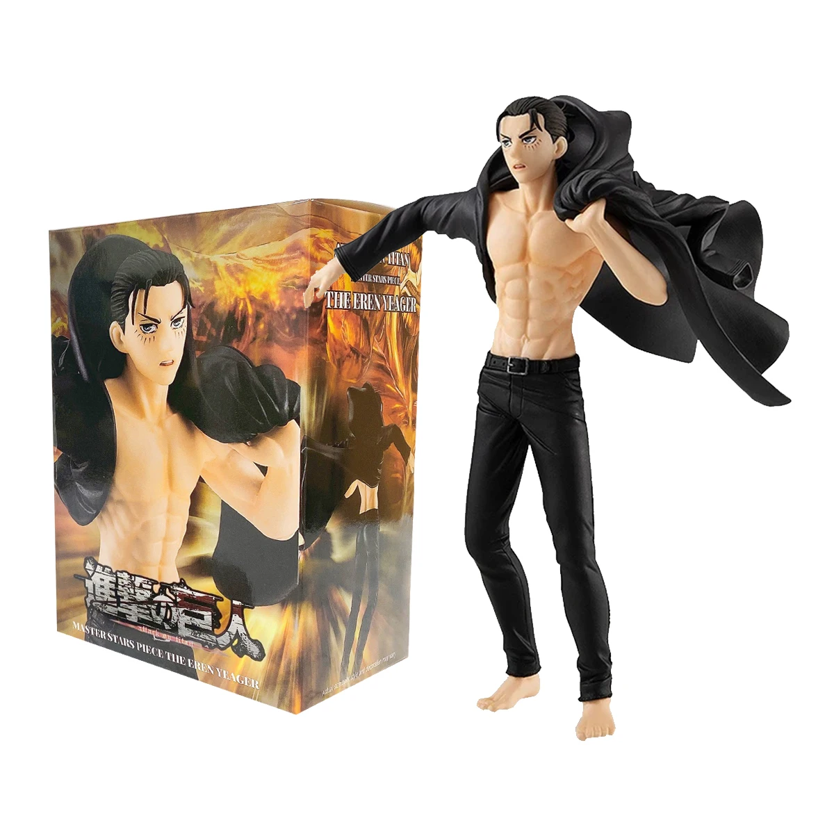 Anime Eren Jaeger Figur Schluss Saison Schwarz Umhang Dress Up Modell Spielzeug Anime PVC Action 185mm Figur Spielzeug Action figur