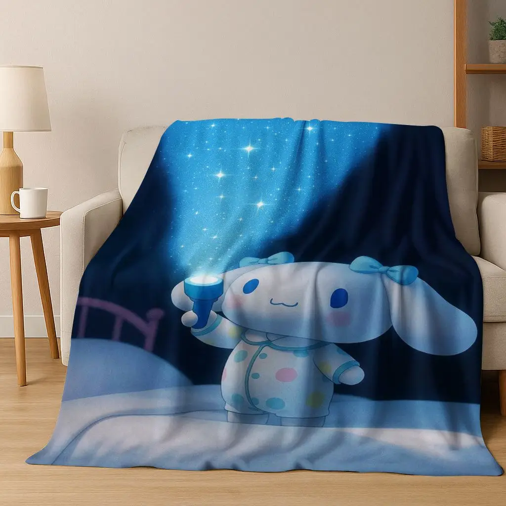 

2026 New Cute Cinnamoroll Pompompurin Sanrio Cartoon Flannel Blanket,Warm and Cozy Soft Throw Blanket for Home Bedroom Bed Sofa