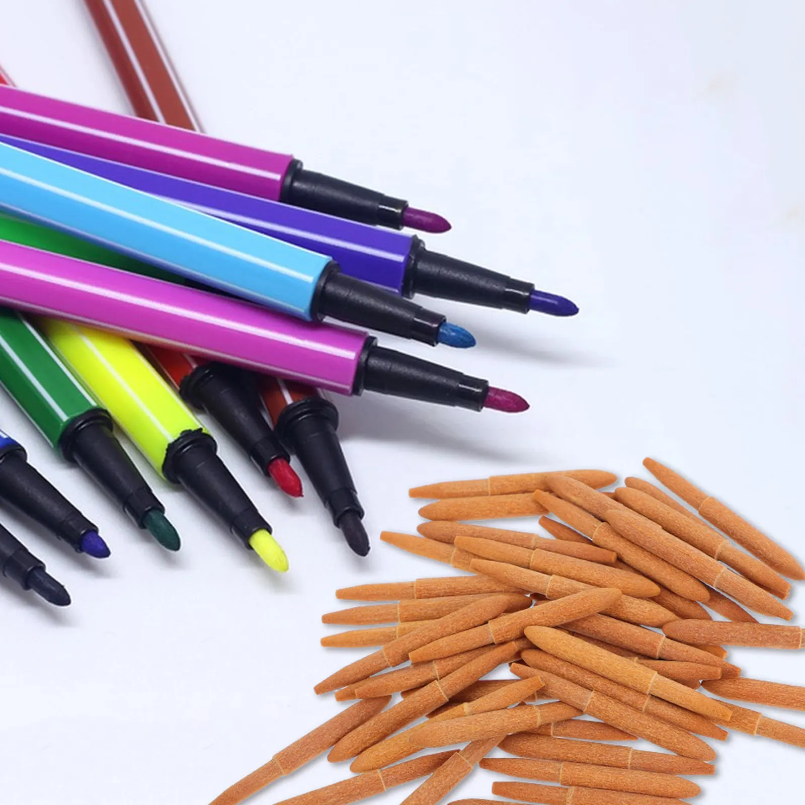50Pcs Replacement Marker Tips Soft Nylon Nibs Compatible Acrylic Paint Pens Fine Marker Tips for Coloring Drawing Painting