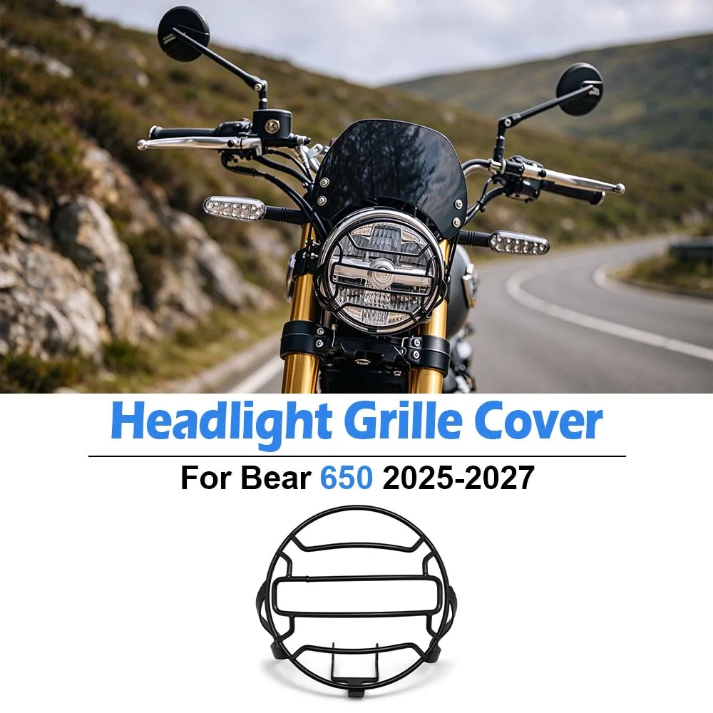 For Bear650 Bear 650 2025 2026 2027 New Retro Motorcycle Headlight Protection Grille Cover Front Head Light Guard Net Mesh Kit