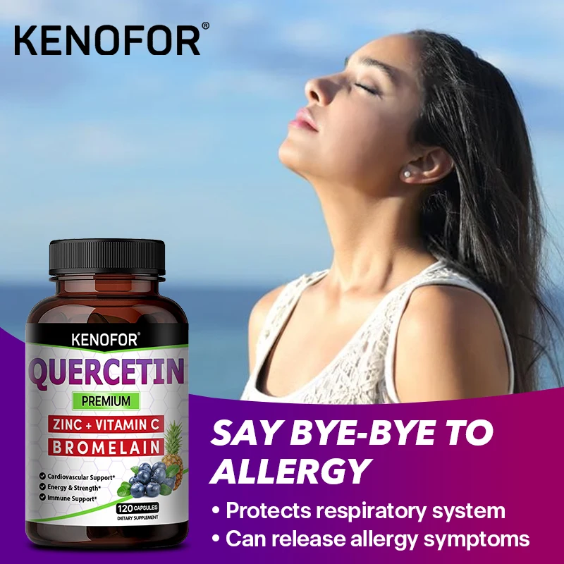 Quercetin with Bromelain, Zinc & Vitamin C - Immune, Cardiovascular & Respiratory Support, Natural Antioxidant, Vegetarian