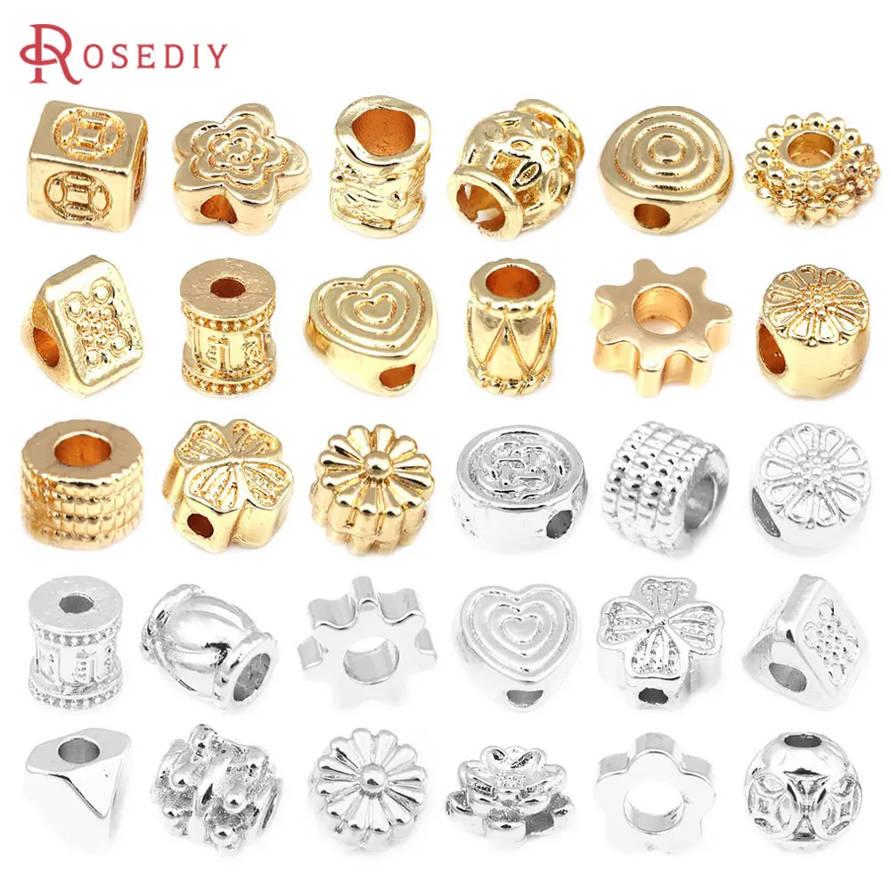 

18K Gold Color Silver Color Brass Flower Heart Ball Bracelets Spacer Beads High Quality Jewelry Making Bracelets Diy Accessories