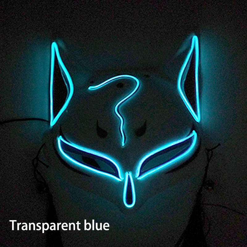 Holiday Light Up Neon Disguise Half Face Ball Mask LED Luminous Fox Mask Flashing Glowing Masquerade Dance Party Mask Costume