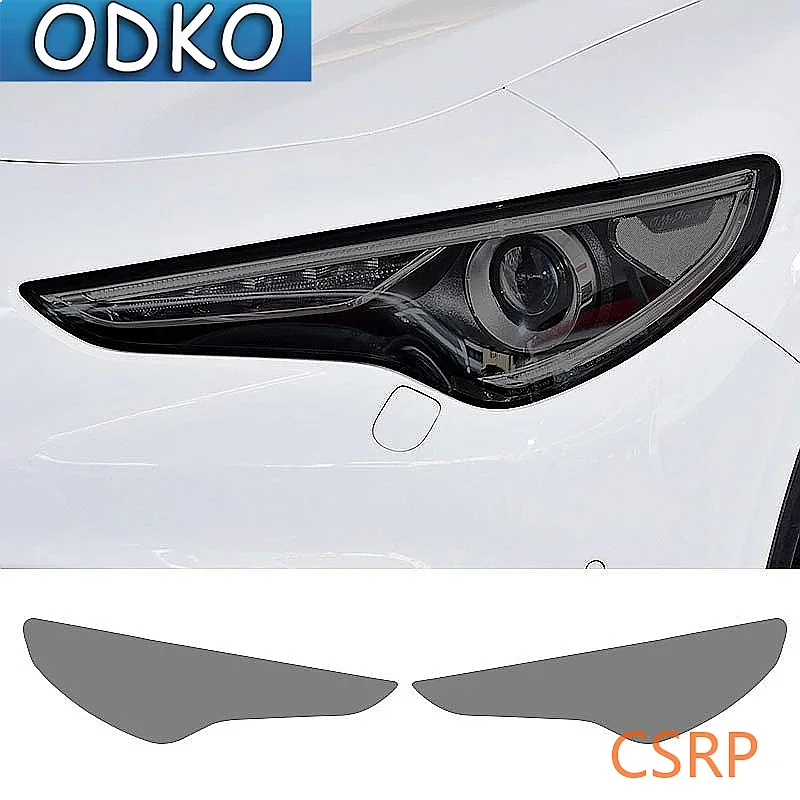 Car Headlight Protective Film Front Light Transparent Smoked Black TPU Sticker For Alfa Romeo Stelvio 949 2017-On 2020 2021 2022
