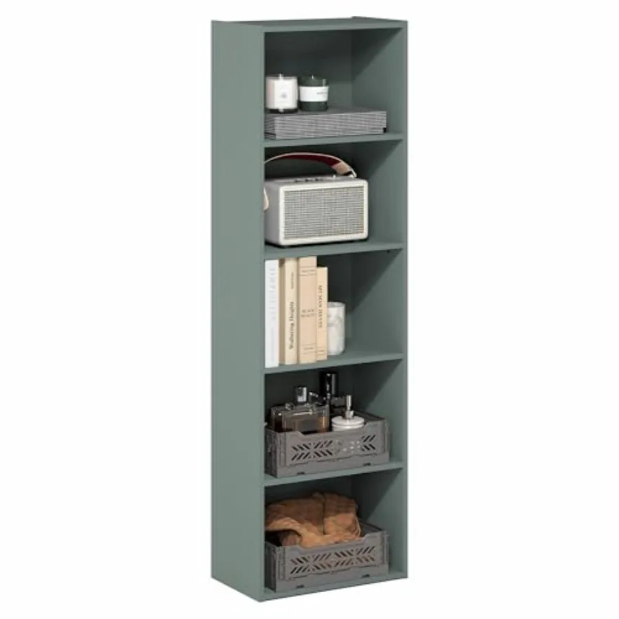 

Книжный шкаф LUDER с открытыми полками 9,4 x 15,8 x 52 см, простая сборка, для гостиной, спальни, домашнего офиса, белый, деревянный