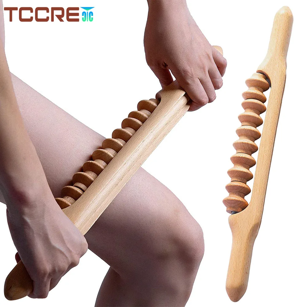 Lymphatic Drainage Massage Roller Wooden Therapy Massage Tool Handheld Trigger Point Manual Muscle Relaxation Rolle Stick