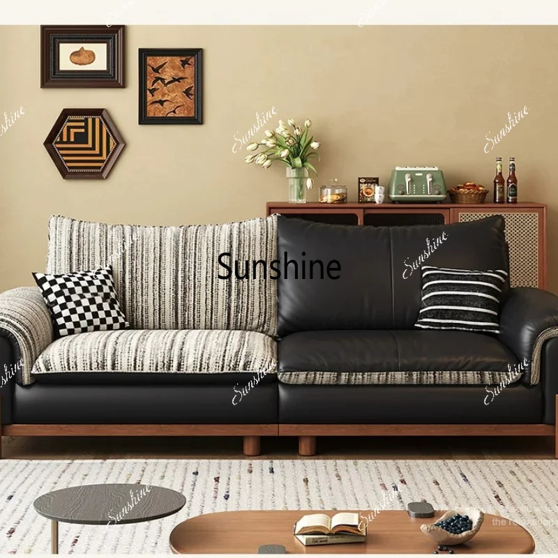 Medieval style, small apartment straight row, dual-purpose fabric, combined sofa