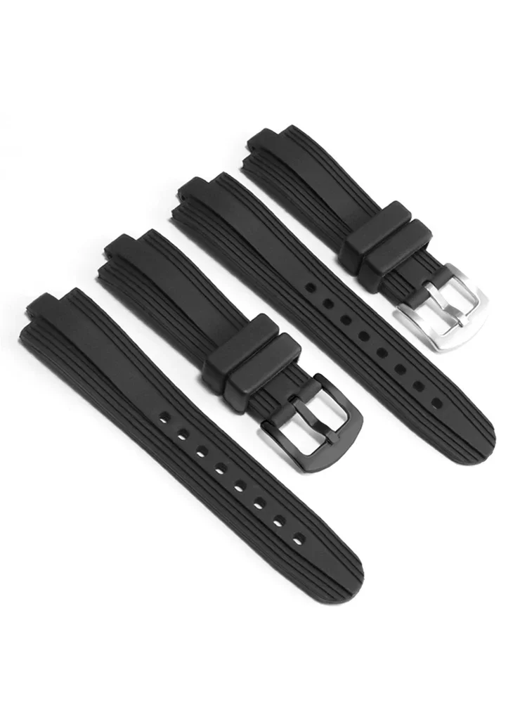 Silicone Watchband for Bvlgari Diagono Series Convex Interface Waterproof  Men 22mmx7mm Black Rubber Watch Strap Accessories