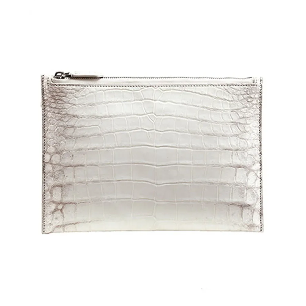 hanlante crocodile leather Thin section men envelope bag  Men and women Hand caught bbusiness men white