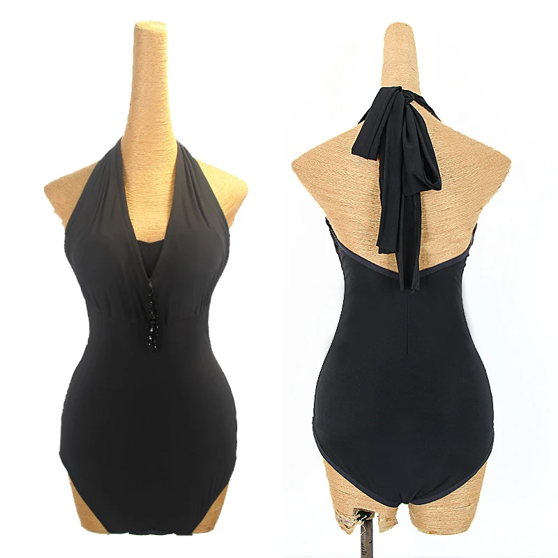 

Sexy Backless Halter Bodysuit Latin Dance Tops For Women Chacha Rumba Tango Dress Adult Latin Performance Stage Wear DQL9152