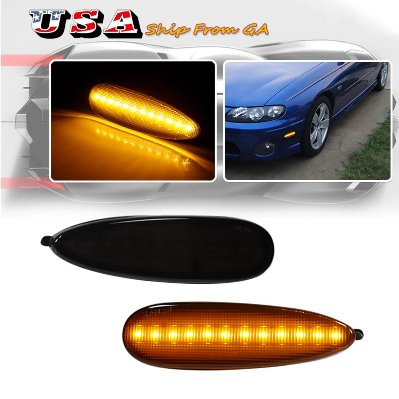 2PCS Amber LED Front Bumper Side Marker Light For 2004-2006 Pontiac GTO Turn Signal Light ,Replace OEM Front Sidemarker