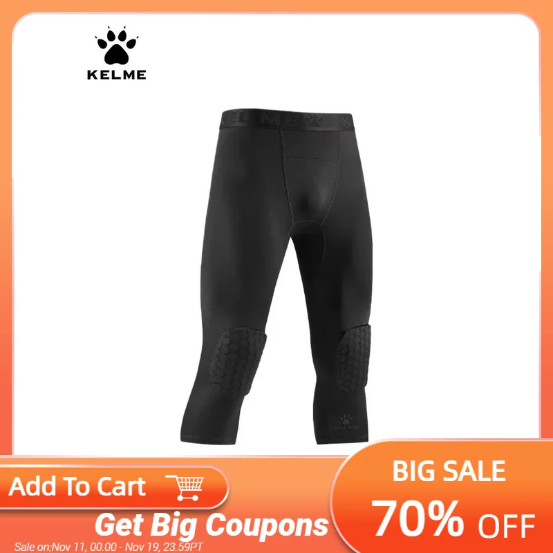 

Kelme Knee Protection Basketball Capris Men's Honeycomb Anti-collision Belt Leg Protection Training Leggings