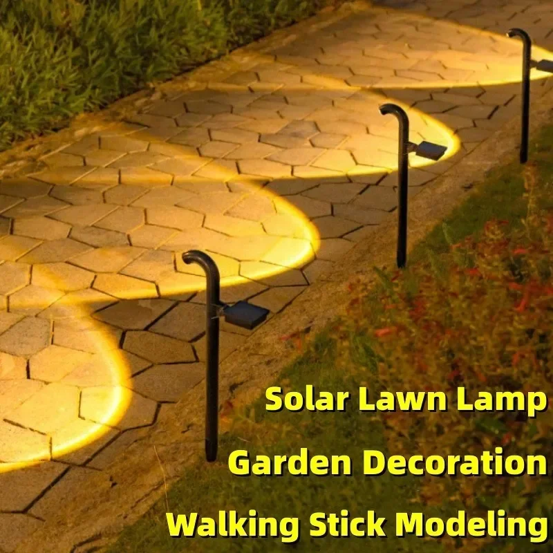 

Outdoor Solar Lawn Lamp Crutch Shape Waterproof Road Street LED Spotlight Solar Powered Garden Lights Exterior Home Villa Decor