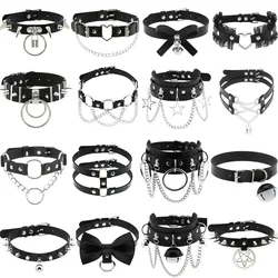 DIEZI Different Style Fashion Punk Men Torques Necklace Gothic PU Leather Choker Collar Necklace Women Body Chain 2023 Jewelry