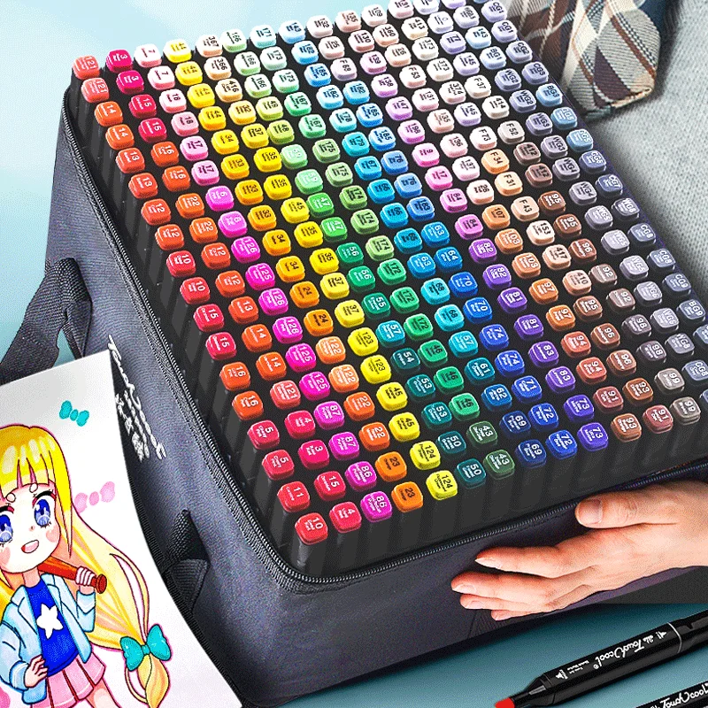 12-80 Kleuren Olieachtige Art Marker Pen Set Voor Trekking Tweekoppige Schetsen Olieachtige Tip Gebaseerde Markers Graffiti Manga School Kunst Benodigdheden