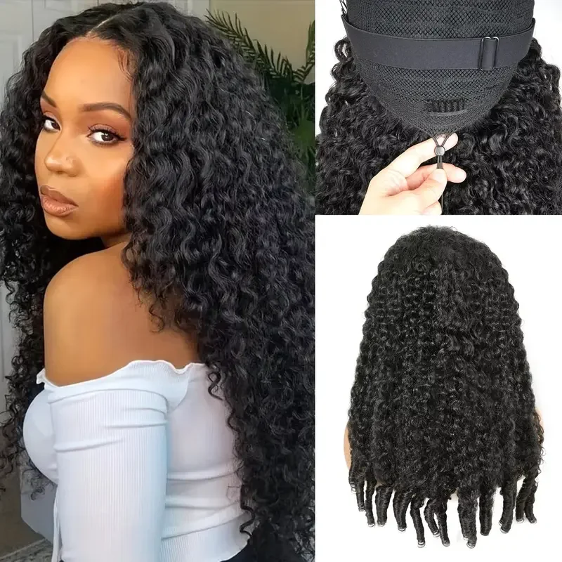 Beginner Friendly Burmese Curly Half Wig Human Hair Wig for Black Women  Drawstring Wig Spiral Curl Ends 250% Density Machine Made Flip Over Half Wigs
