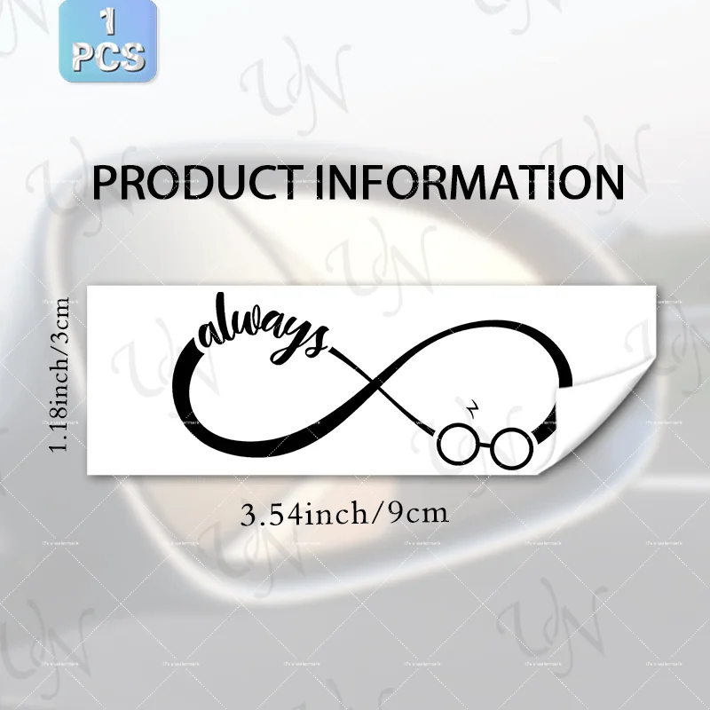 Infinity Glasses Letter Print Vinyl Stickers Removable No Residue Decals For Rearview Mirror Car Motorcycle Laptop Wall Decor