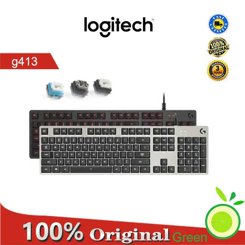 Logitech G413 Gaming Keyboard Backlight Slim USB Durable Mechanical Keyboard  for Desktop Laptop PC Gaming Gamer